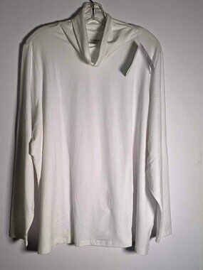 NWT Lands End Womens 3X White Turtleneck Top TENCEL Modal Long Sleeve Plus